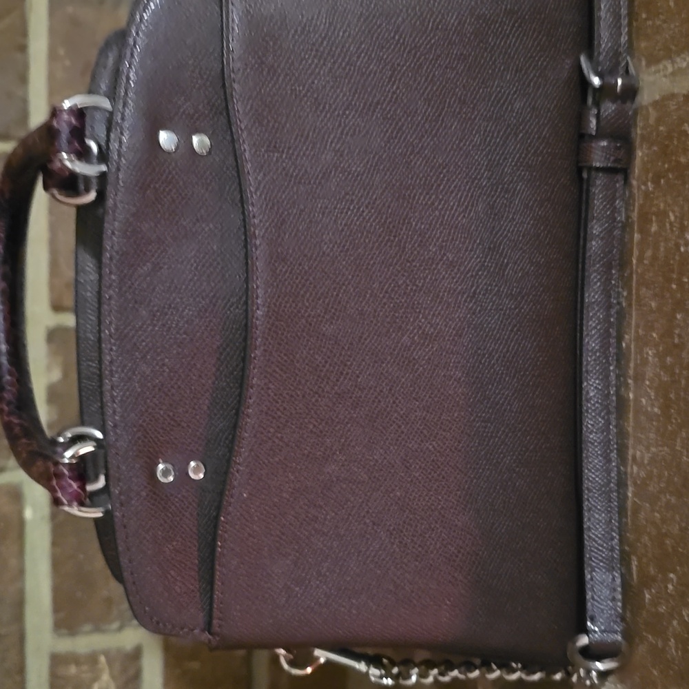 Coach Burgundy Python Embossed and Leather Mini L… - image 4